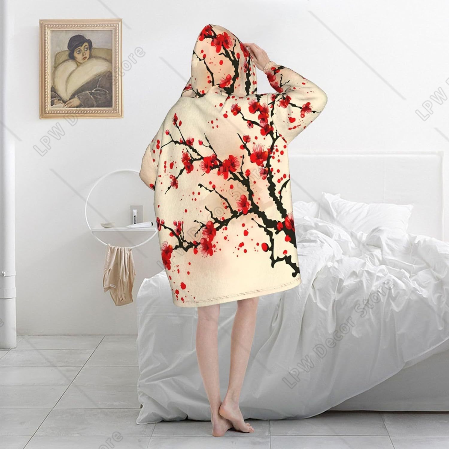 Red Cherry Blossom Wearable Bl - Sherpa Hoodie Fleece ulasan dan harga