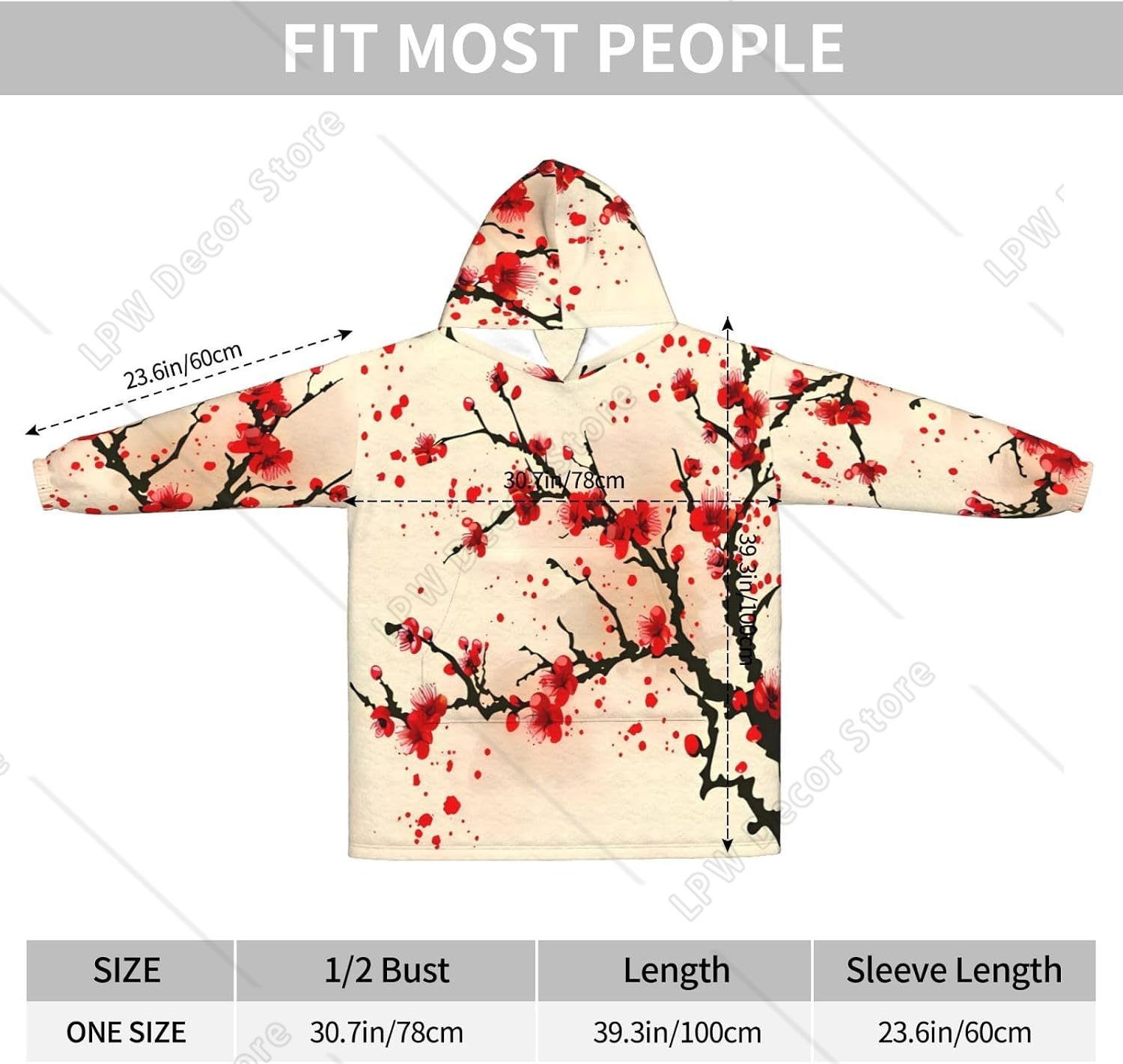 Red Cherry Blossom Wearable Bl - Sherpa Hoodie Fleece ulasan dan harga