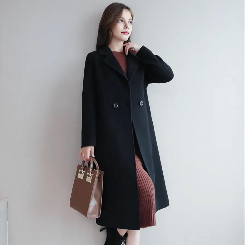 Women Wool Coat Solid Color Lo - Wool Coat Peacoat ulasan dan harga