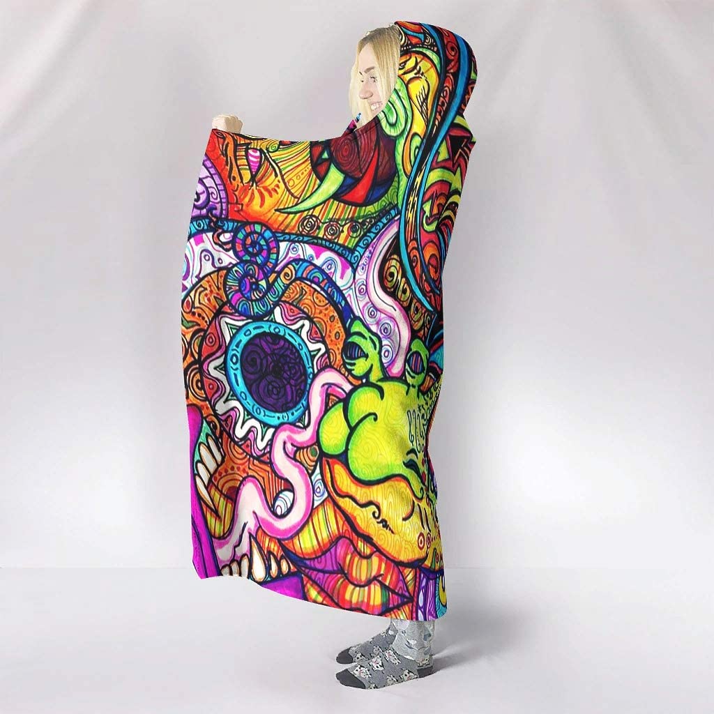 Abstract Bright Trippy Rainbow - Sherpa Hoodie Fleece ulasan dan harga