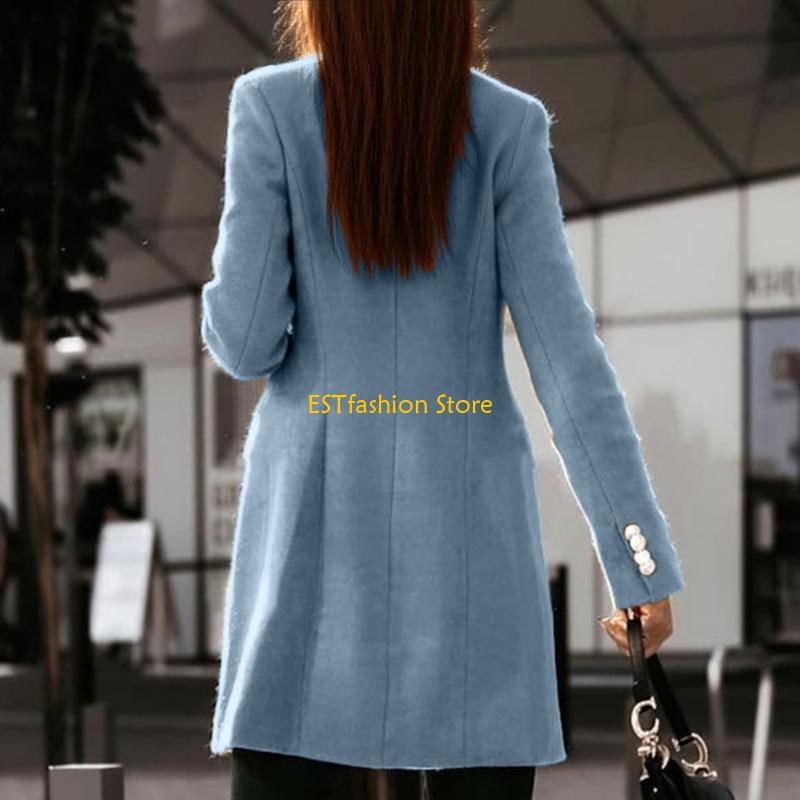 Y5GC Womens Fall Winter Wool C - Wool Coat Peacoat ulasan dan harga