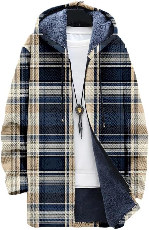 Men's Plaid Cardigan Oversized - Sherpa Hoodie Fleece ulasan dan harga